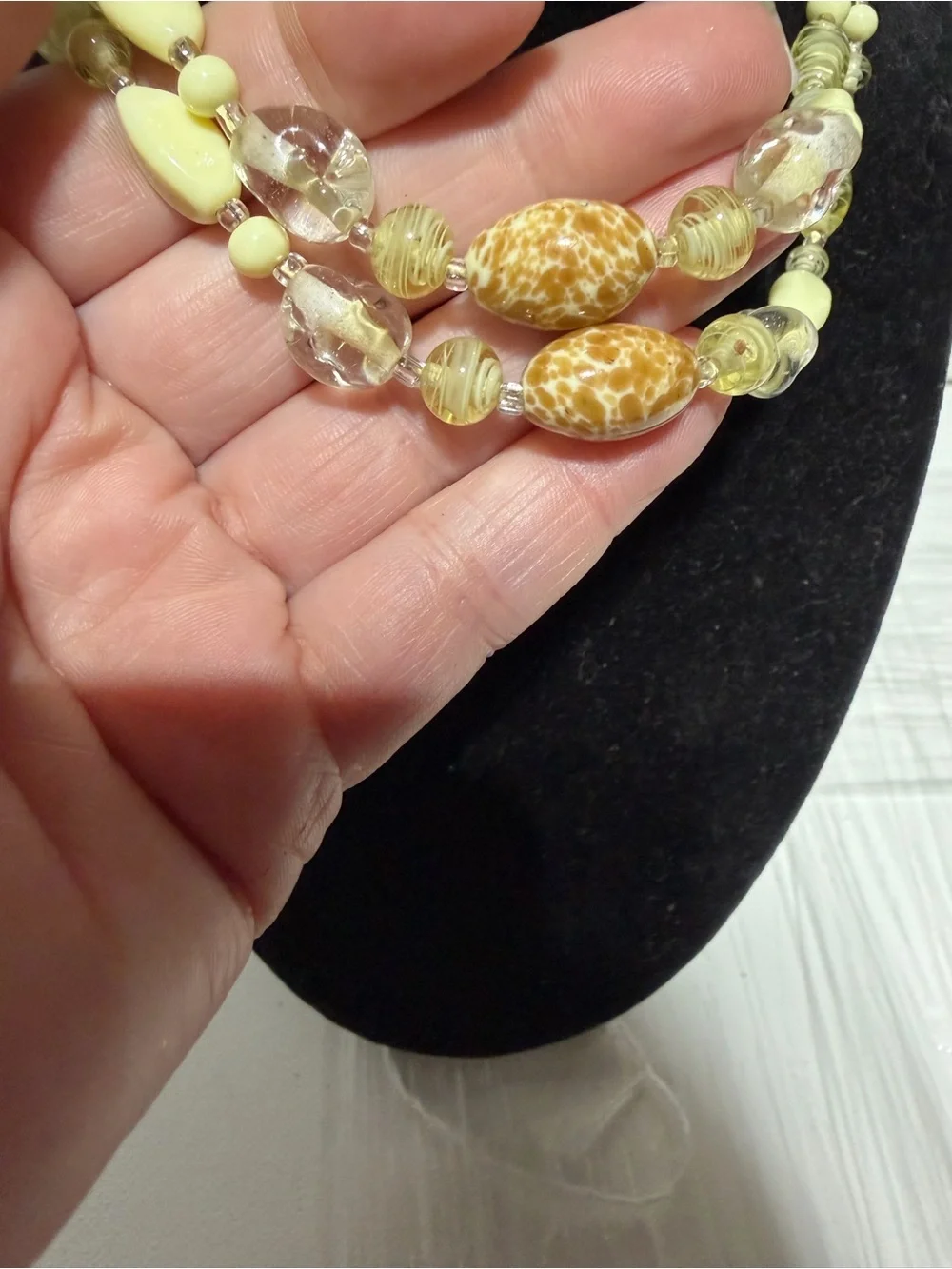 Vintage Japan 2 Strand Beaded Statement Necklace MCM